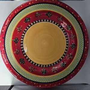 TableTops Gallery Rumba 11" Dinner Plate Hand Painted Red Green Yellow Southwest